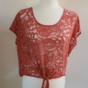 Floral Lace Front Tie Top